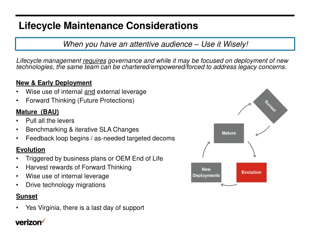 lifecycle maintenance considerations