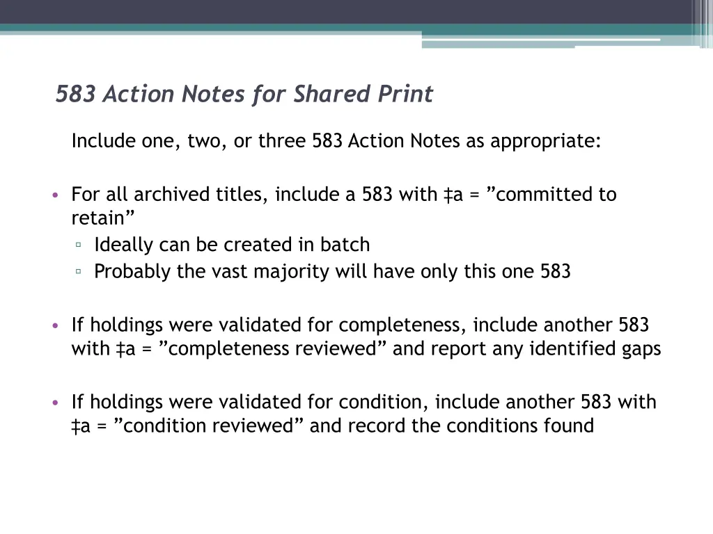 583 action notes for shared print