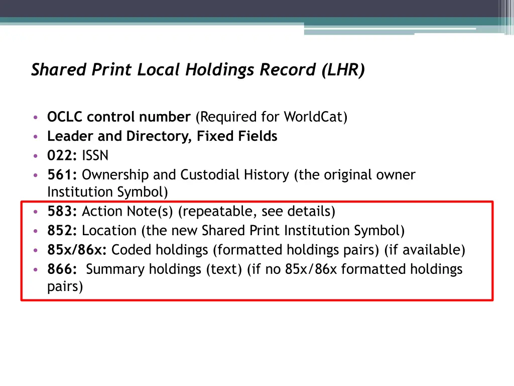 shared print local holdings record lhr