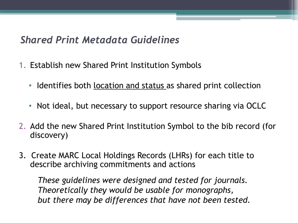 shared print metadata guidelines