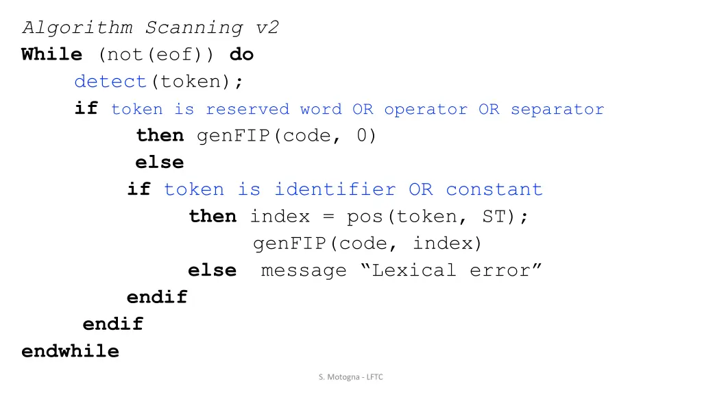 algorithm scanning v2 while not eof do detect