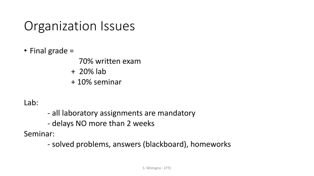 organization issues 1