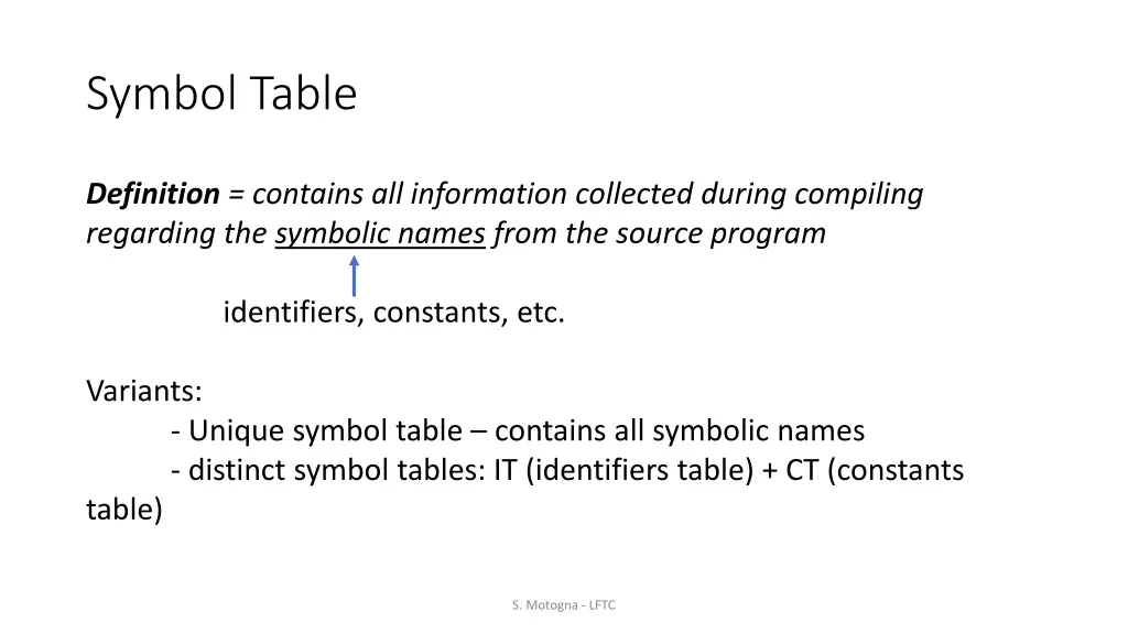 symbol table