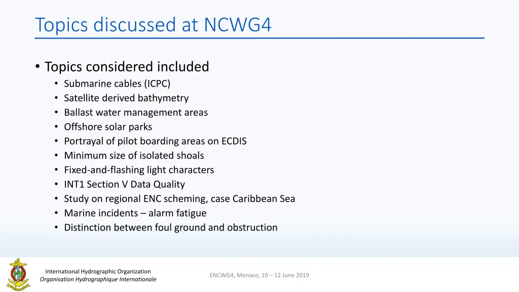 topics discussed at ncwg4