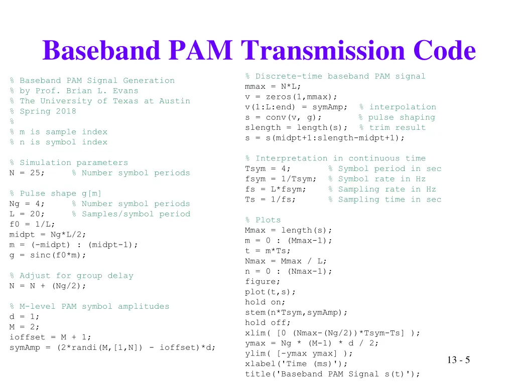 baseband pam transmission code