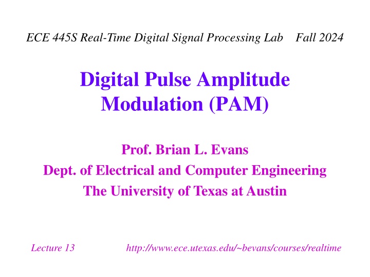 ece 445s real time digital signal processing