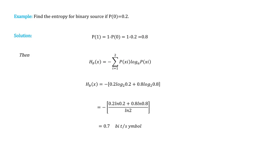 example example find the entropy for binary