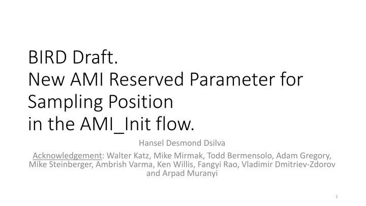 bird draft new ami reserved parameter