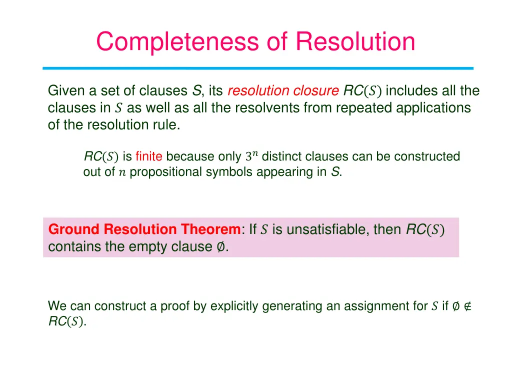 completeness of resolution