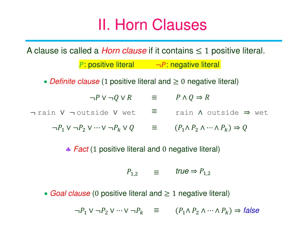 ii horn clauses