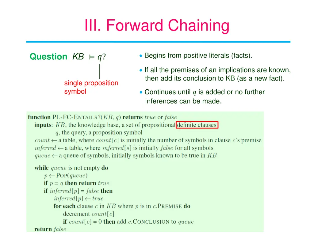 iii forward chaining