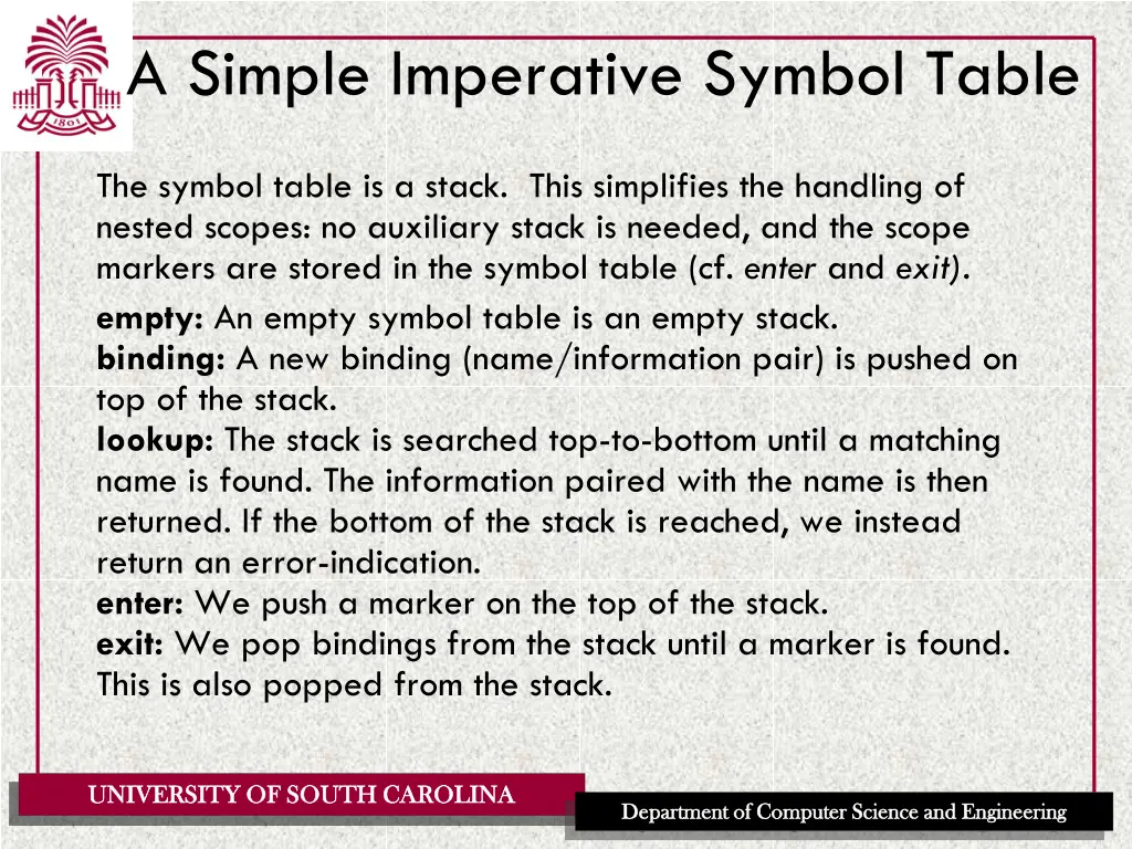 a simple imperative symbol table