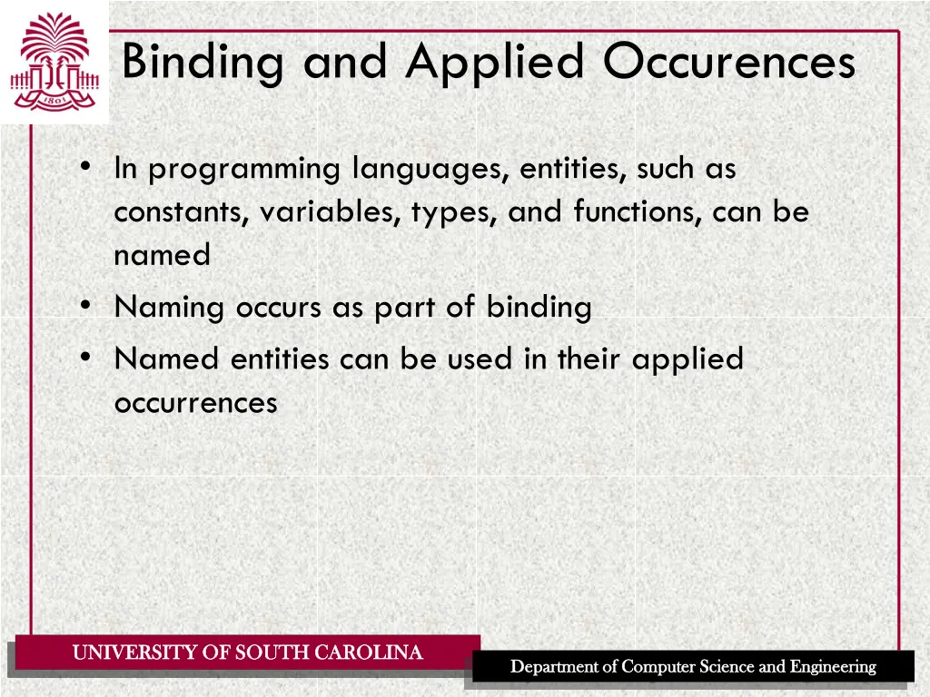 binding and applied occurences