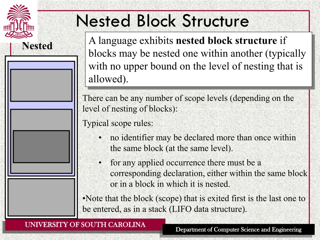 nested block structure a language exhibits nested