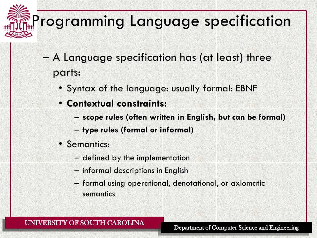 programming language specification