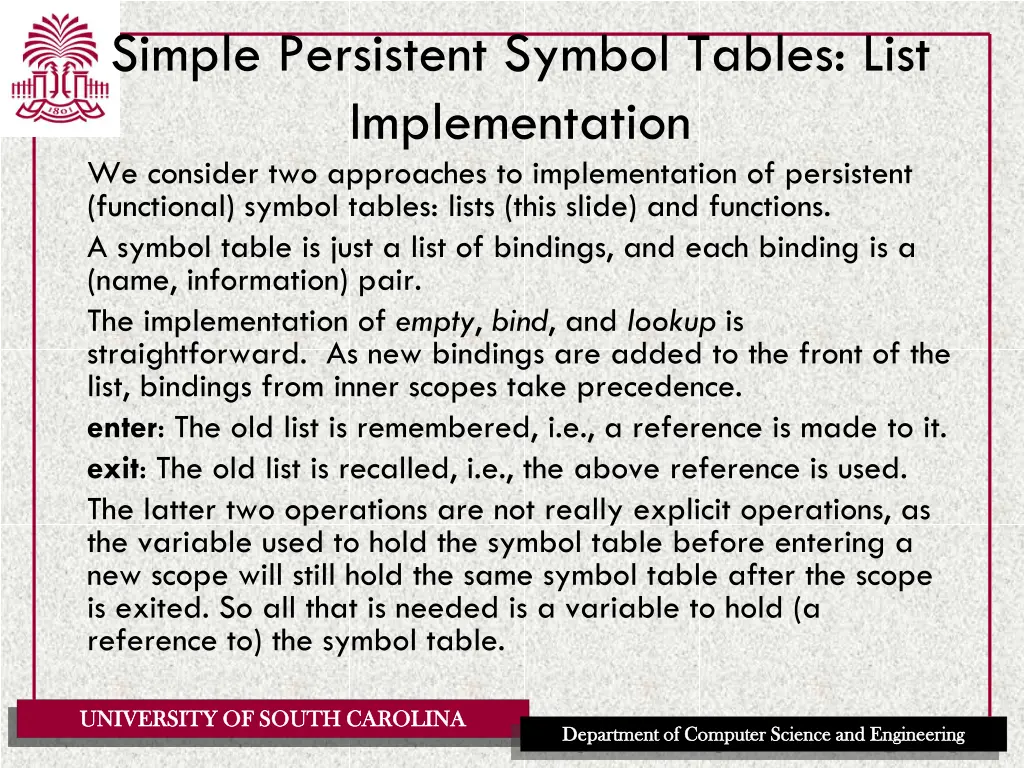 simple persistent symbol tables list