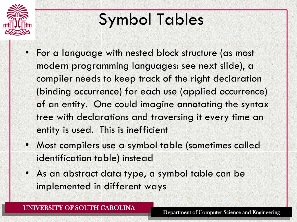 symbol tables