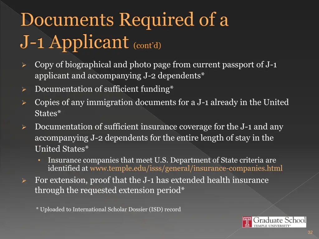 documents required of a j 1 applicant cont d