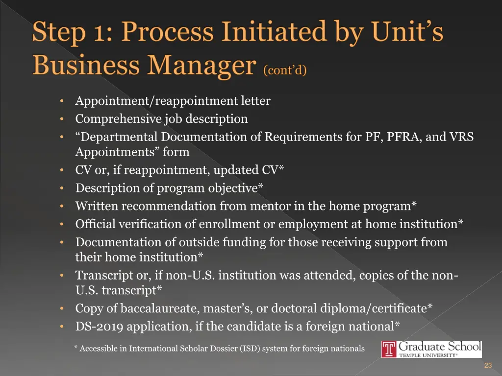 step 1 process initiated by unit s business 1