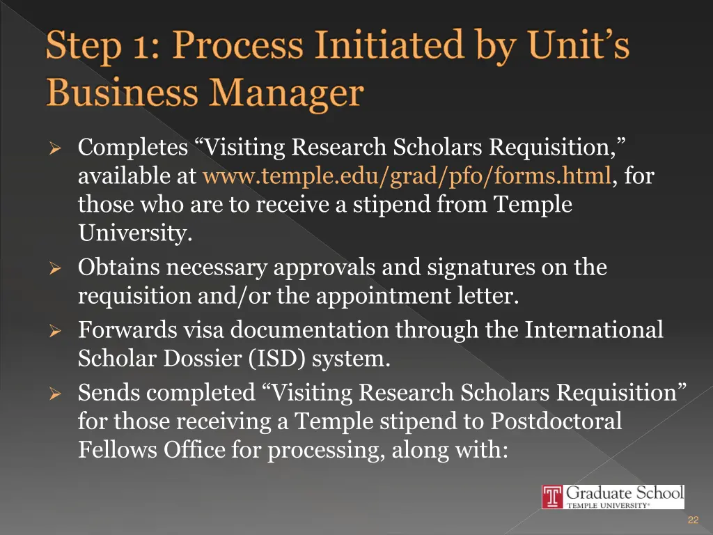 step 1 process initiated by unit s business