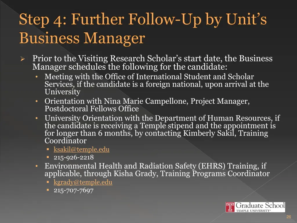 step 4 further follow up by unit s business