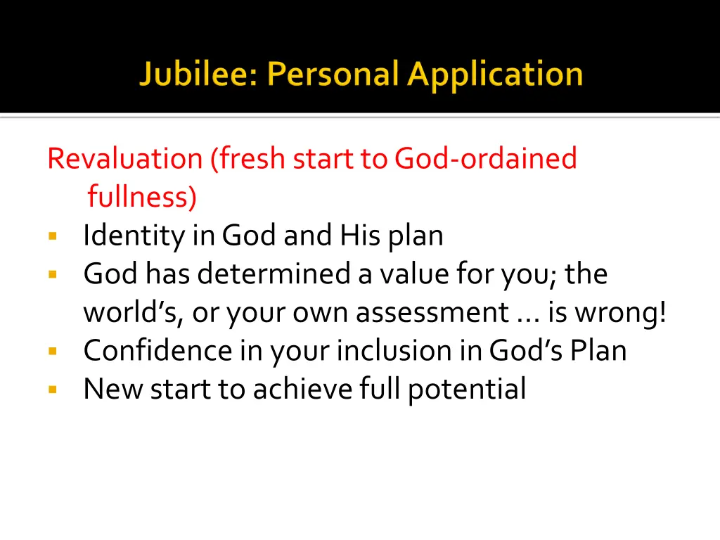 revaluation fresh start to god ordained fullness