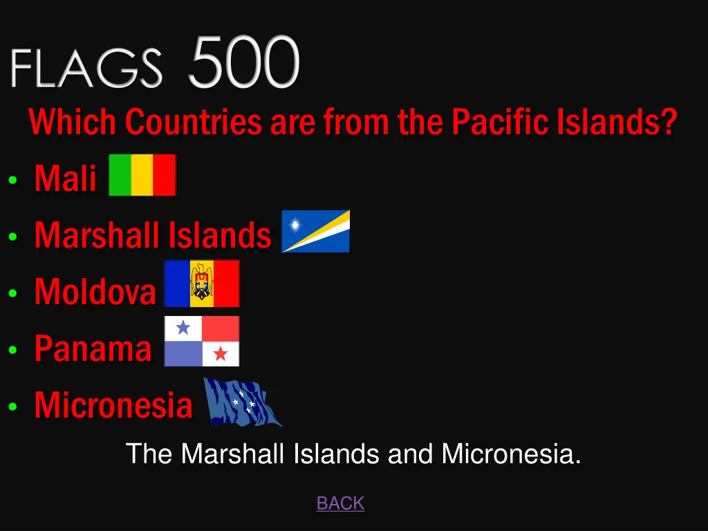 flags 500 which countries are from the pacific