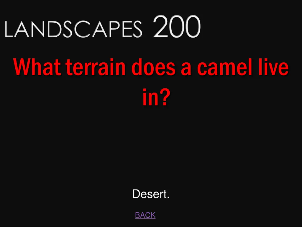 landscapes 200 what terrain does a camel live in