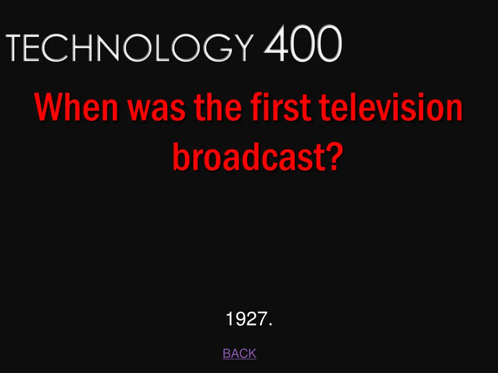 technology 400 when was the first television