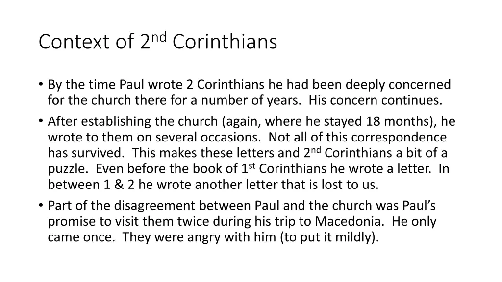 context of 2 nd corinthians