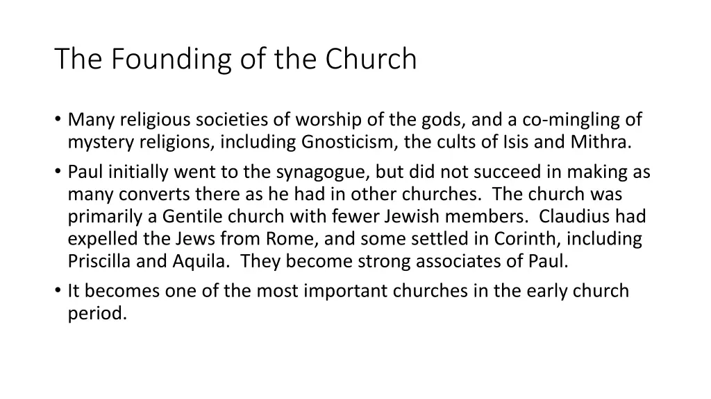 the founding of the church