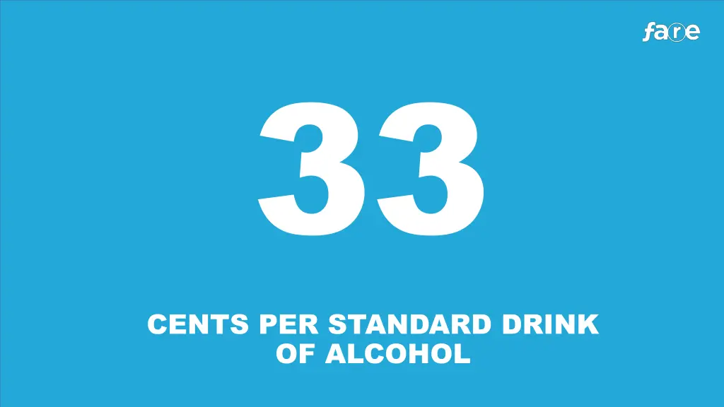 cents per standard drink of alcohol