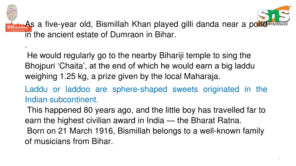 as a five year old bismillah khan played gilli