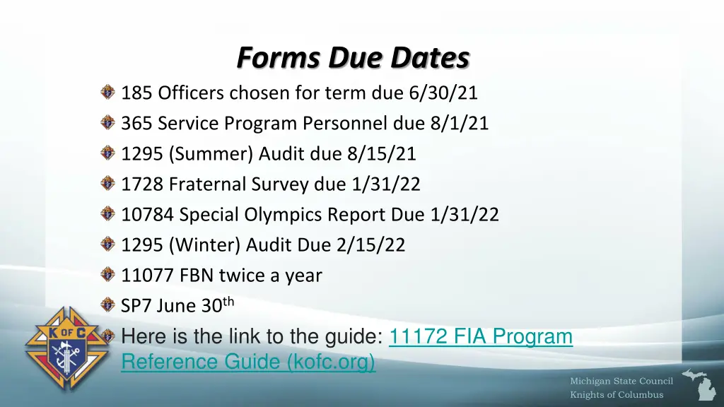 forms due dates 185 officers chosen for term