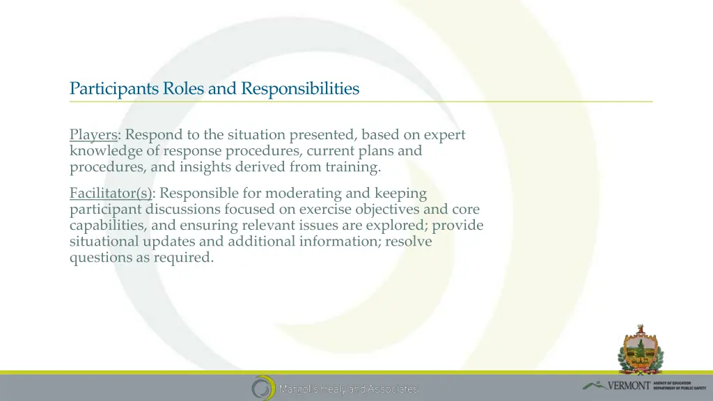 participants roles and responsibilities