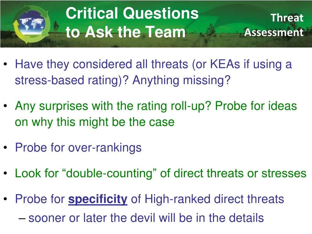 critical questions to ask the team