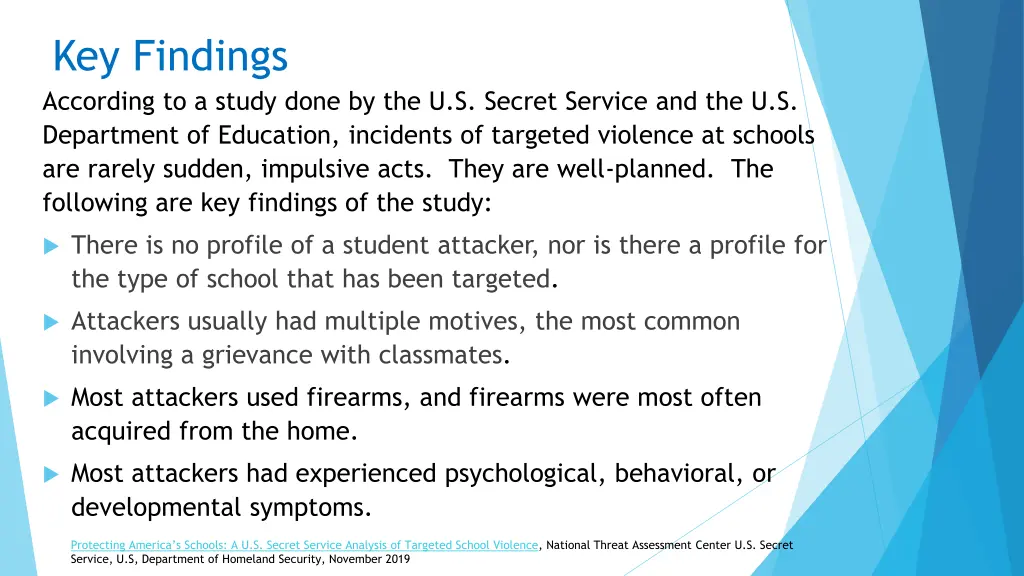 key findings according to a study done