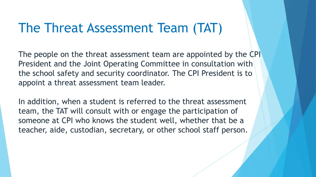 the threat assessment team tat