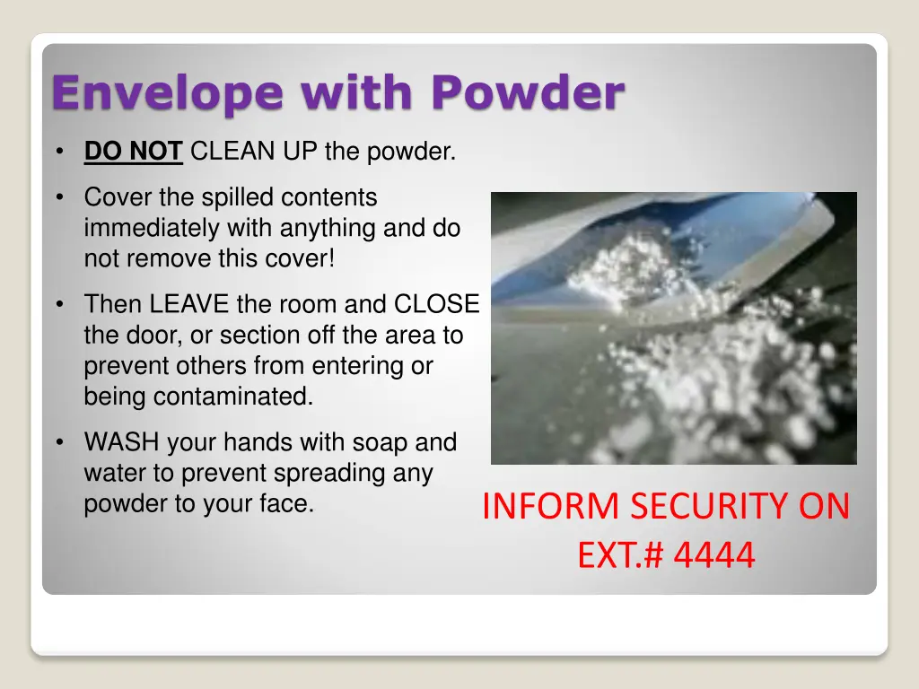 envelope with powder