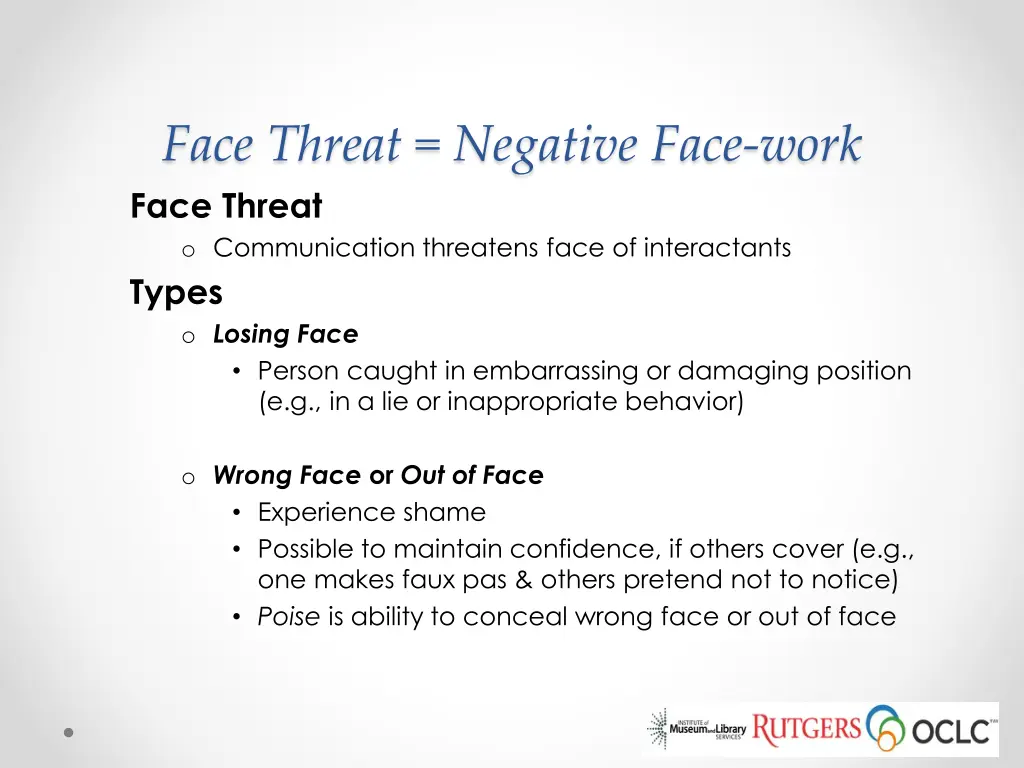 face threat negative face work face threat