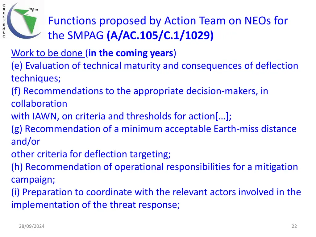 functions proposed by action team on neos 1