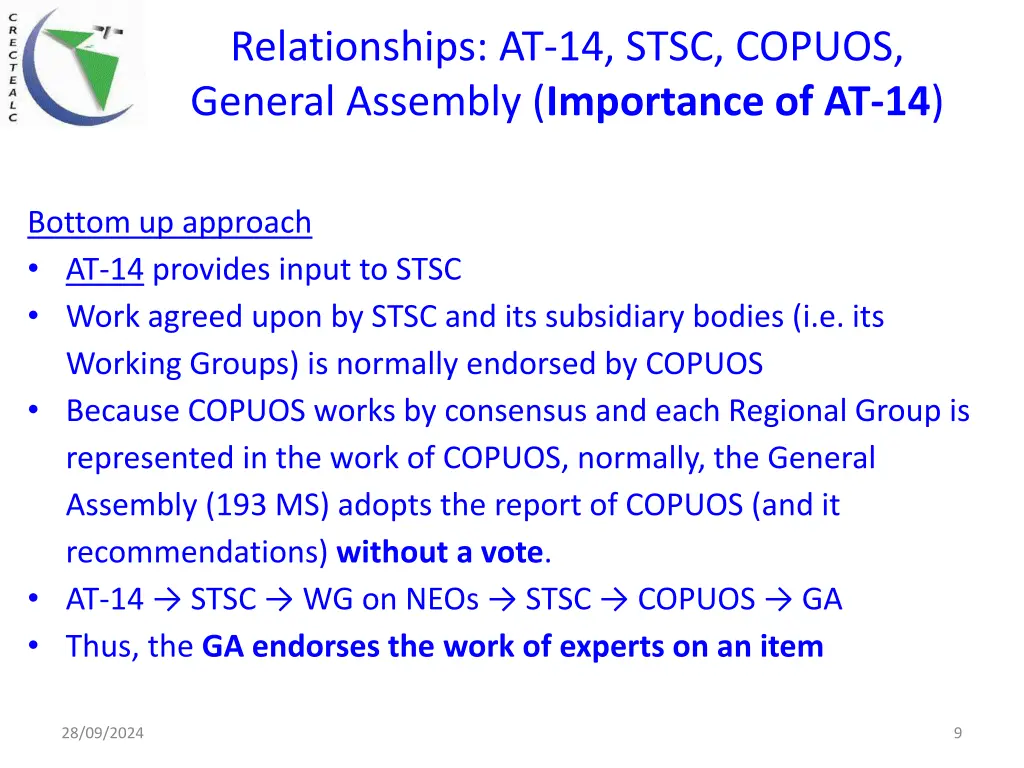 relationships at 14 stsc copuos general assembly 1