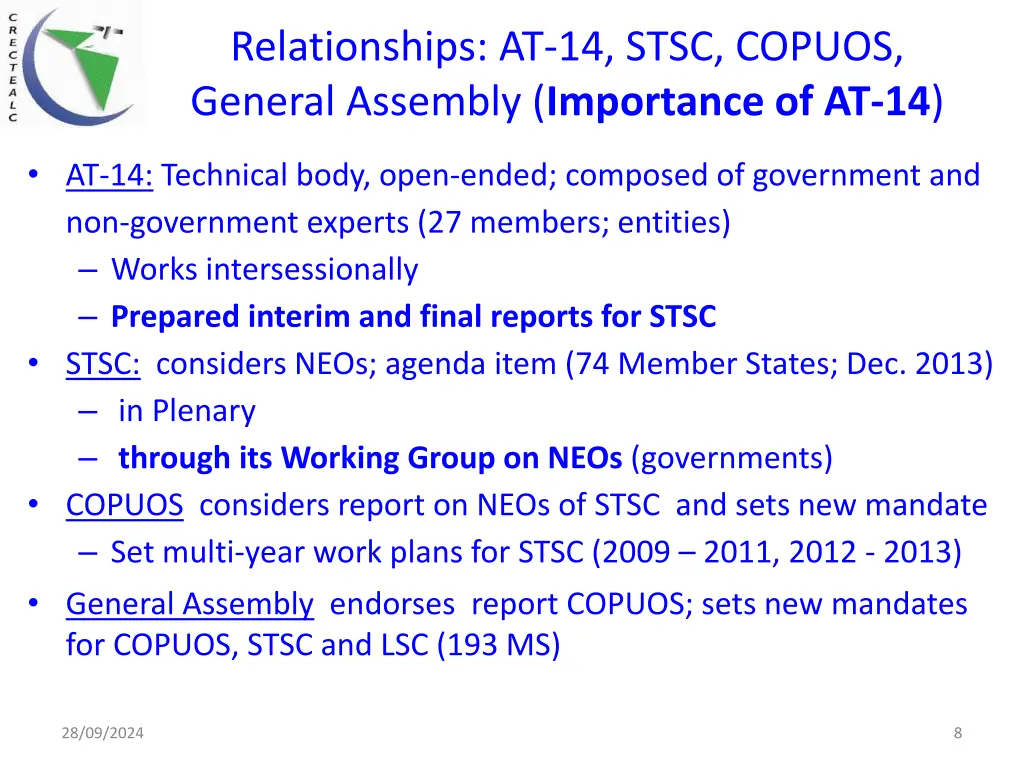 relationships at 14 stsc copuos general assembly