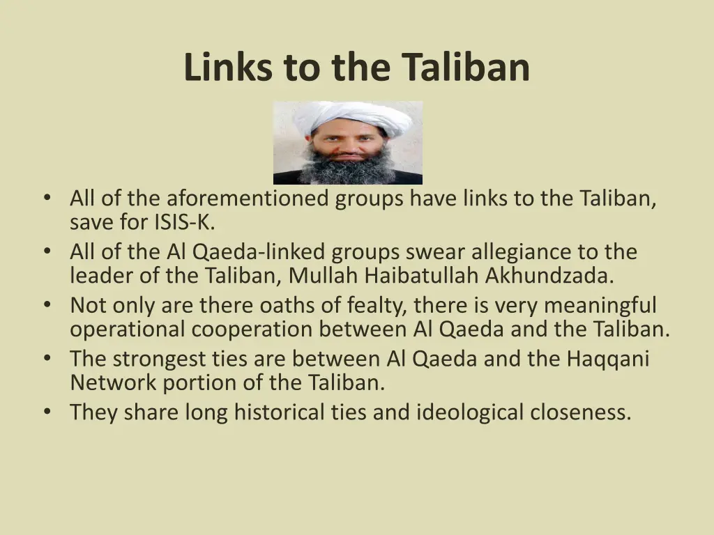 links to the taliban