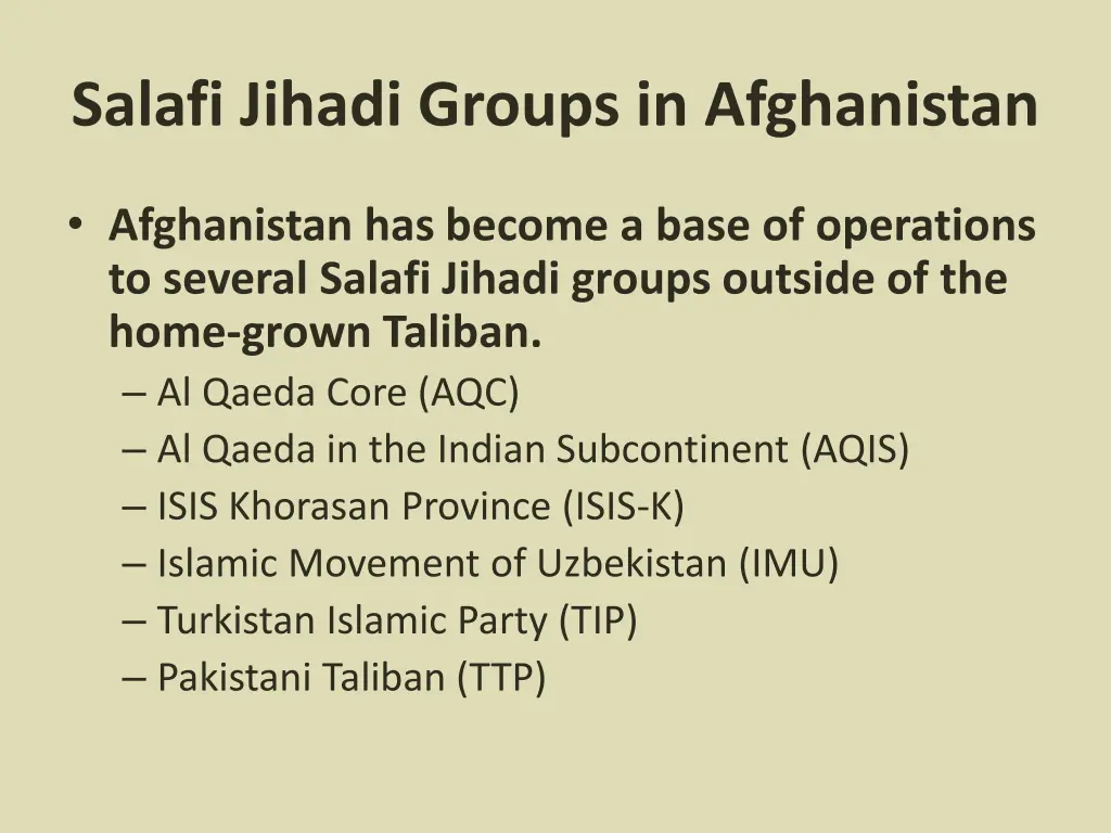 salafi jihadi groups in afghanistan