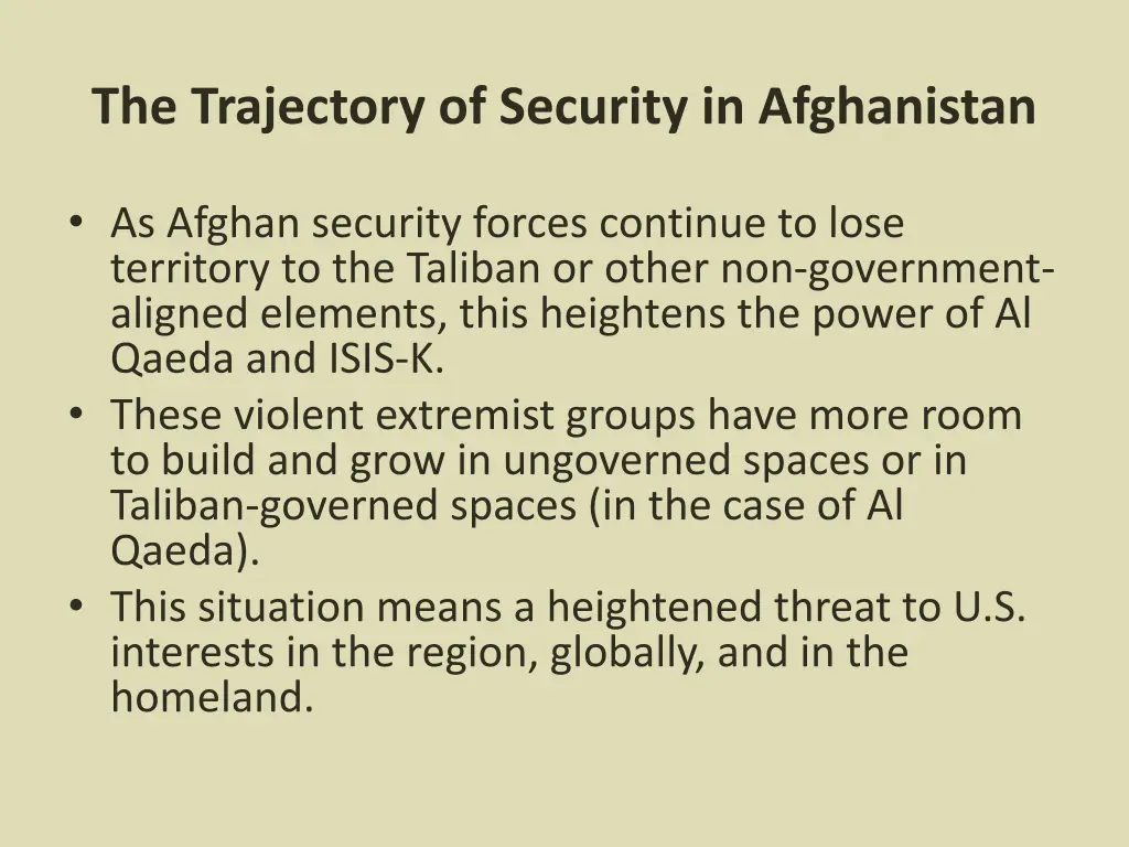 the trajectory of security in afghanistan