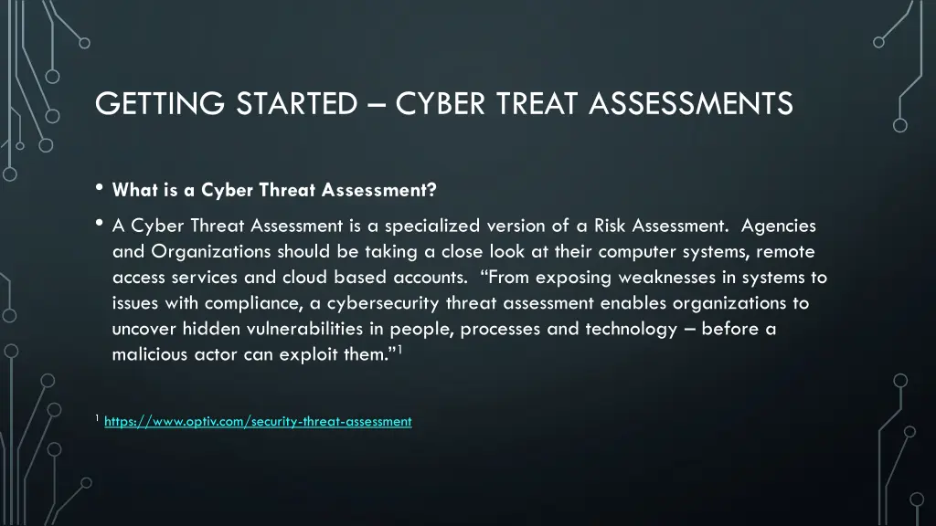 getting started cyber treat assessments