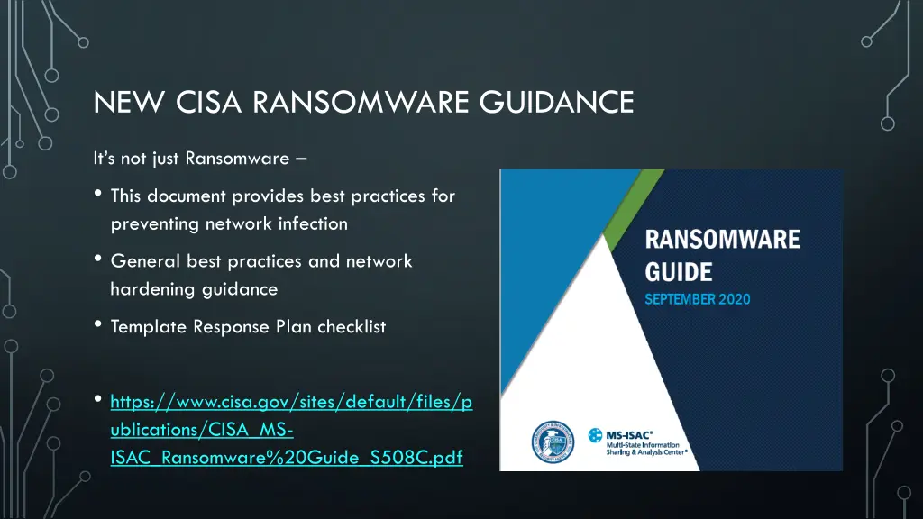 new cisa ransomware guidance