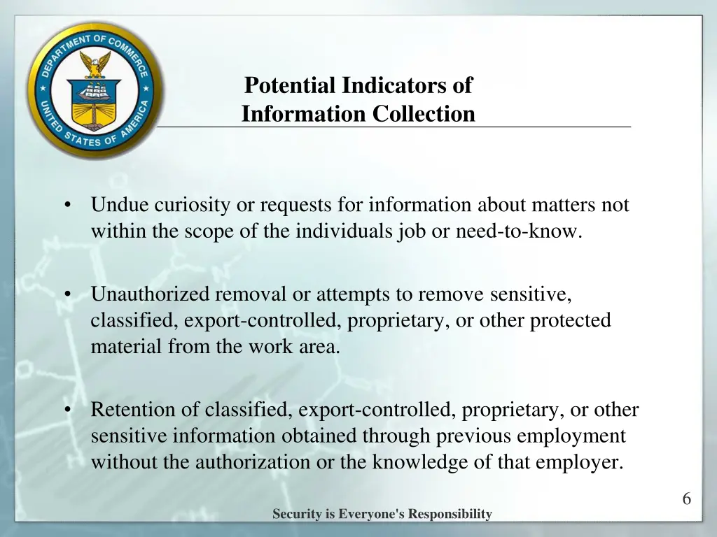 potential indicators of information collection 1