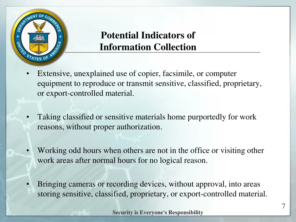 potential indicators of information collection 2